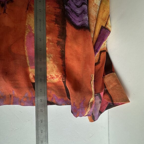Vintage Chicos Design Sheer Blouse Womens 3 (L/16) Orange 100% Silk Art to Wear - Picture 10 of 11